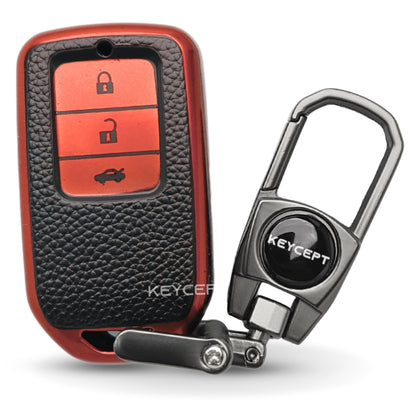 Honda TPU Leather Key Cover with Keychain. (Type 2)