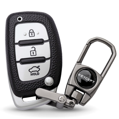 Hyundai TPU Leather Key Cover with Keychain. (Type 2)