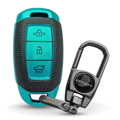 Hyundai TPU Leather Key Cover with Keychain. (Type 2)