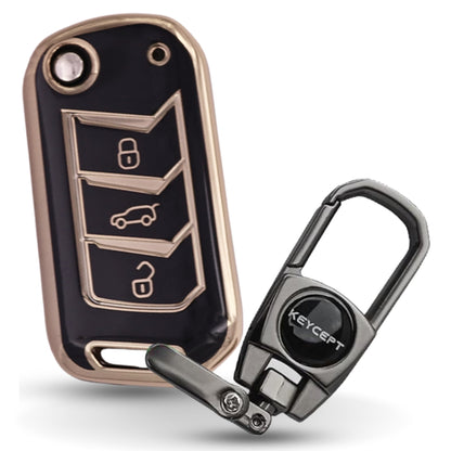 Mahindra Gold Line TPU Key Cover With Keychain (Type 2)