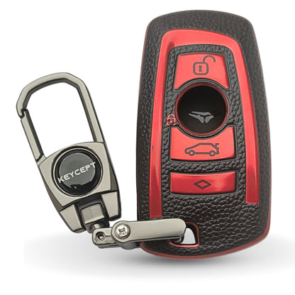 TPU Leather Key Cover for BMW X-Series  M-Series | 3-Series | 5-Series | 7-Series 3 button smart key with Keychain 2