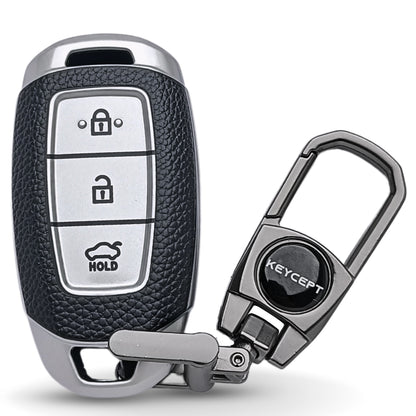 Hyundai TPU Leather Key Cover with Keychain. (Type 2)