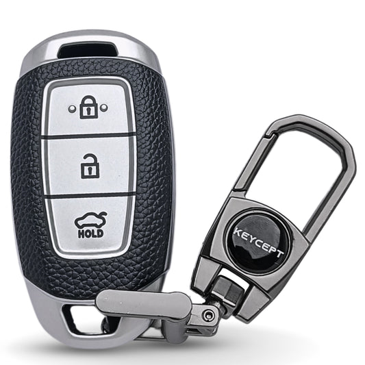 Hyundai TPU Leather Key Cover with Keychain. (Type 2)