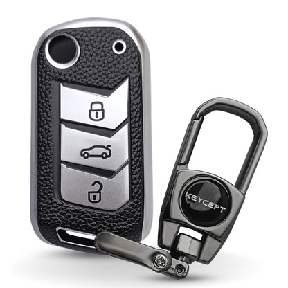 Mahindra TPU Leather Key Cover With Keychain. (Type 2)