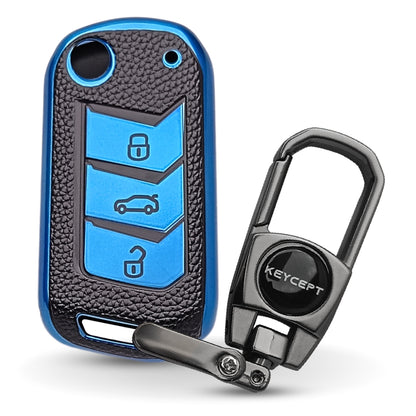 Mahindra TPU Leather Key Cover With Keychain. (Type 2)