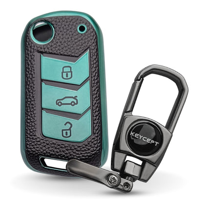 Mahindra TPU Leather Key Cover With Keychain. (Type 2)