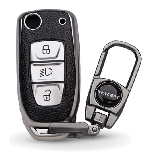 Tata TPU Leather Key Cover with Keychain (Type 2)