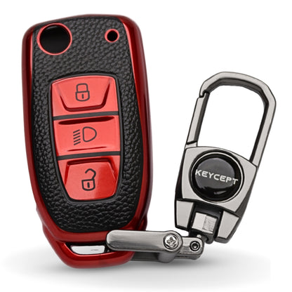 Tata TPU Leather Key Cover with Keychain (Type 2)