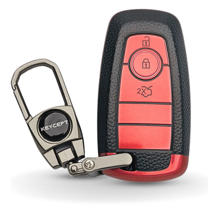 Ford TPU Leather Key Cover with Keychain. (Type 2)