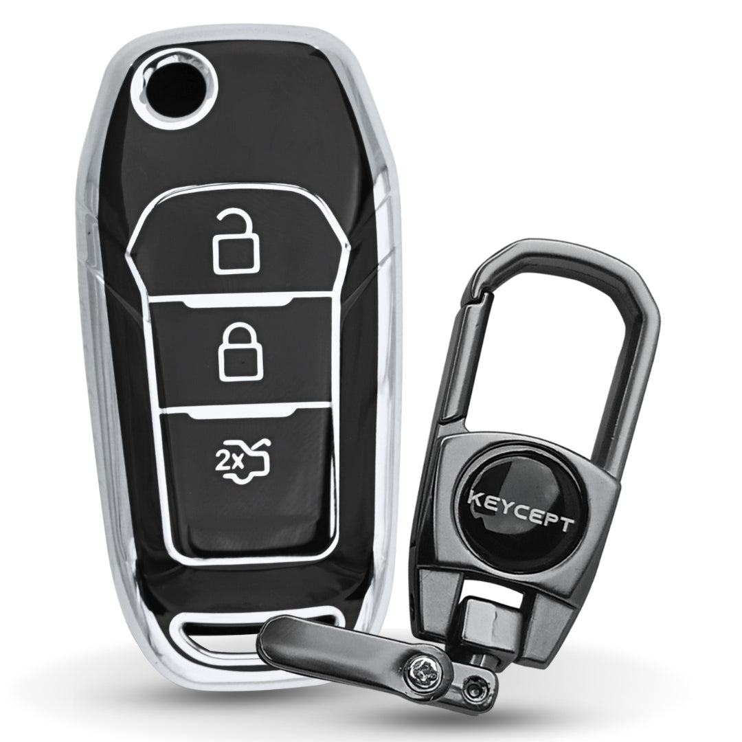 Ford Silver Line TPU Key Cover with Keychain