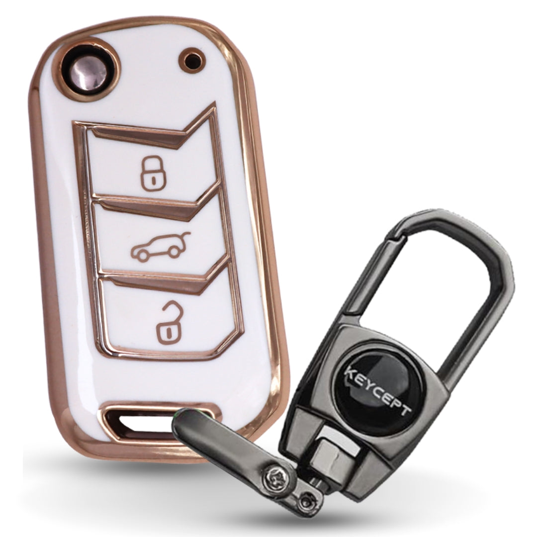 Mahindra Gold Line TPU Key Cover With Keychain