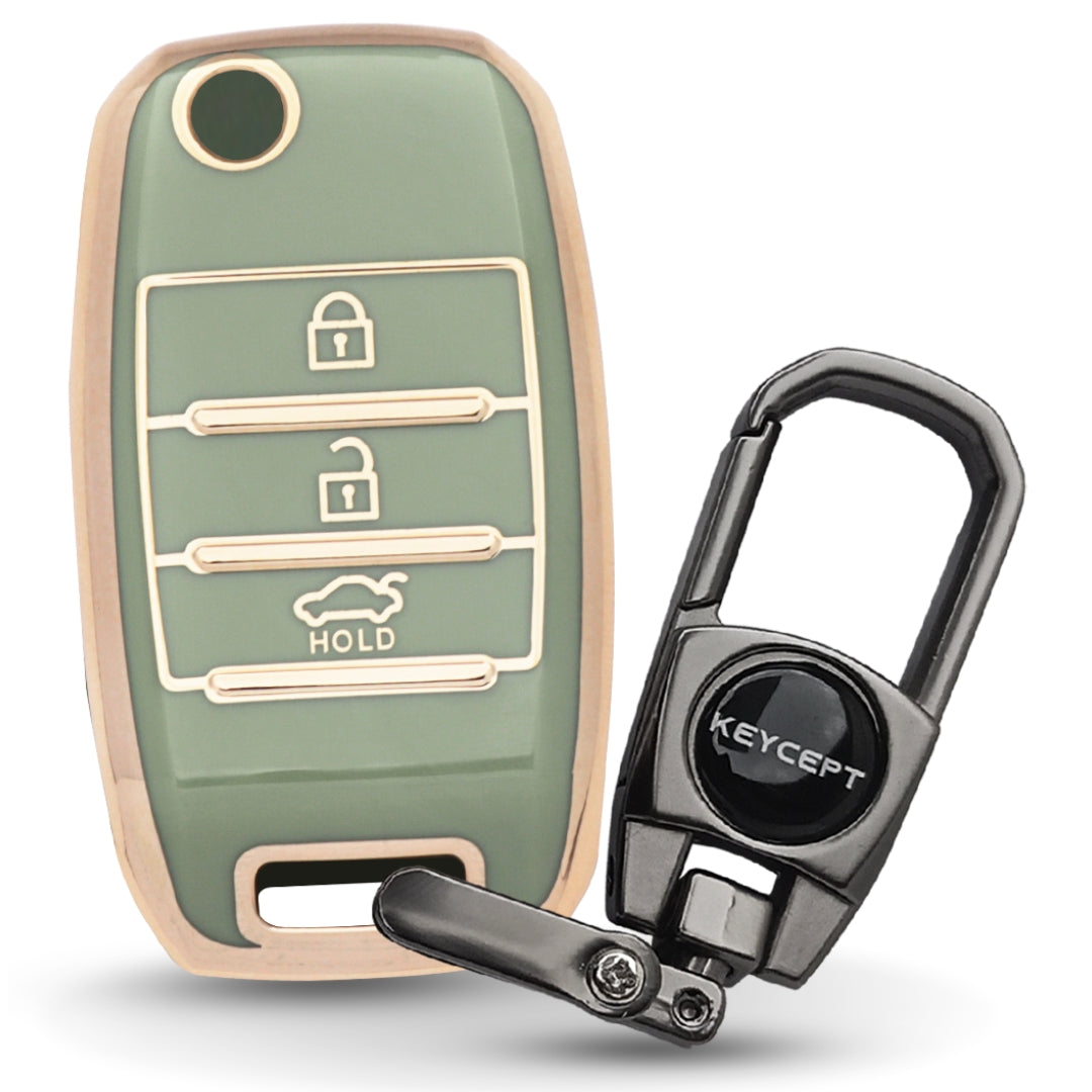 Kia Gold Line TPU Key Cover with Keychain