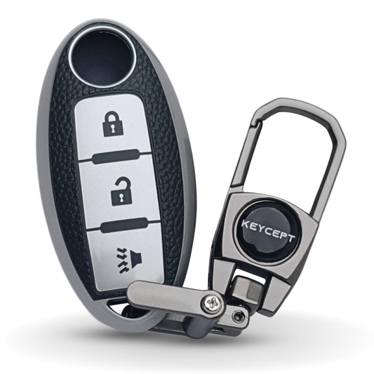 Nissan TPU Leather Key Cover with Keychain. (Type 2)