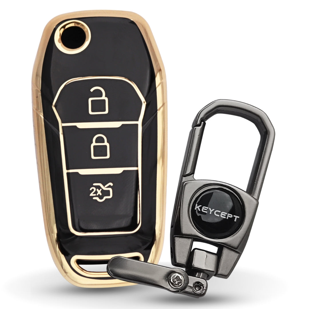 Ford Gold line TPU Key Cover with Keychain (Type 2)
