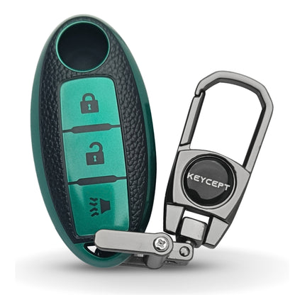 Nissan TPU Leather Key Cover with Keychain. (Type 2)