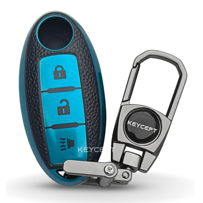 Nissan TPU Leather Key Cover with Keychain. (Type 2)