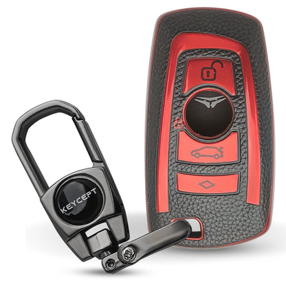 BMW TPU Leather Key Cover With Keychain. (Type 2)
