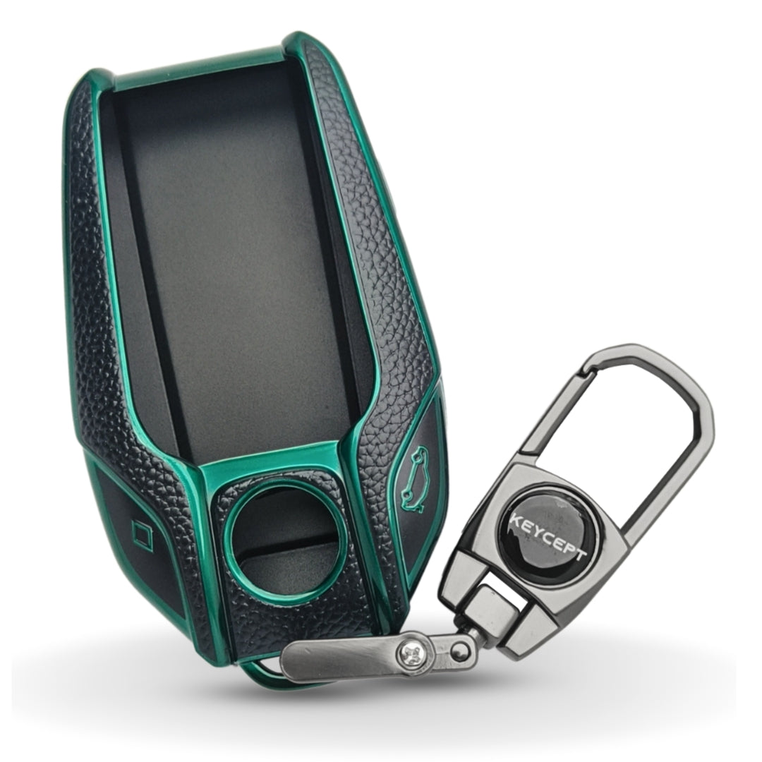 BMW TPU Leather Key Cover With Keychain. (Type 2)