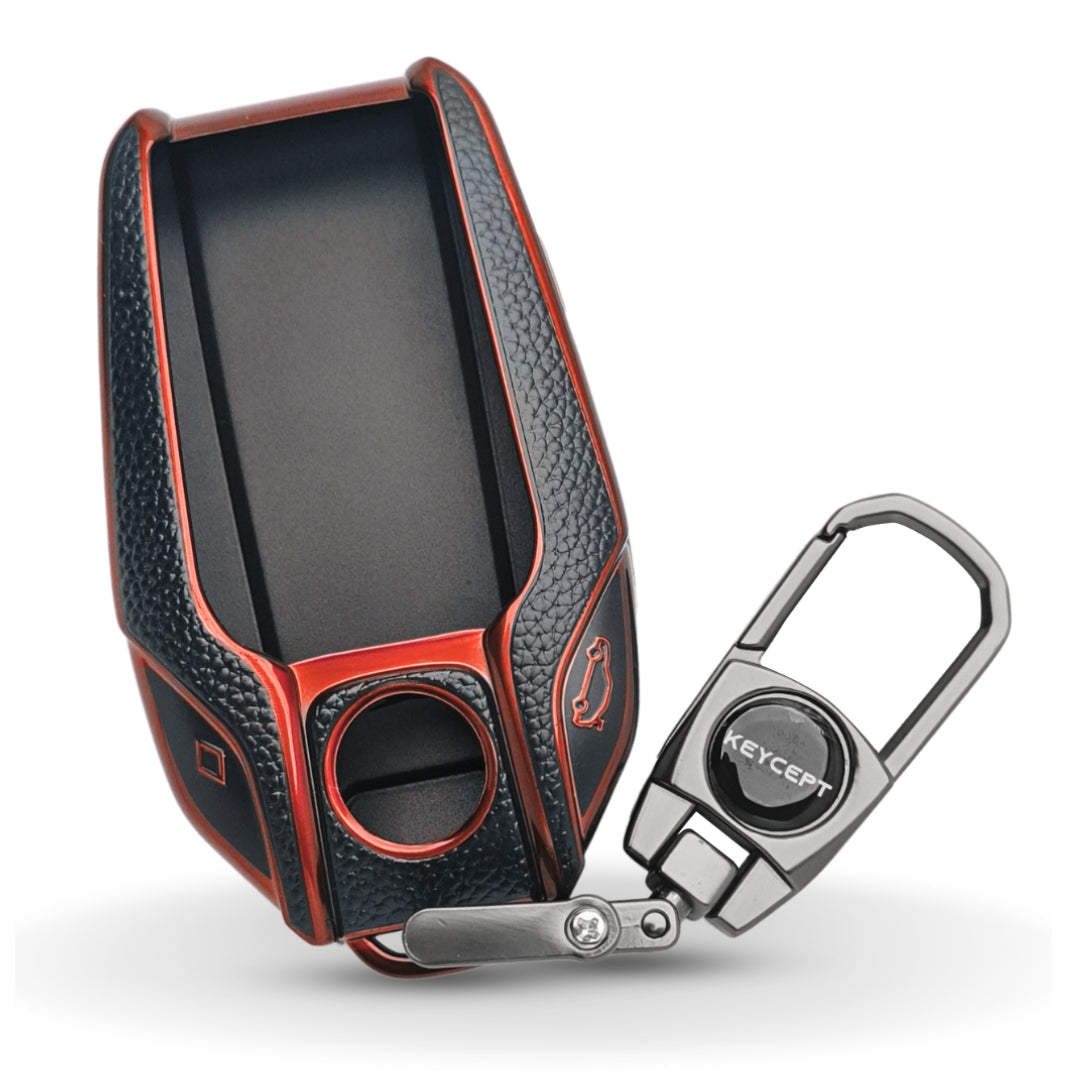 BMW TPU Leather Key Cover With Keychain. (Type 2)