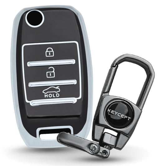 Kia Silver Line TPU Key Cover with Keychain