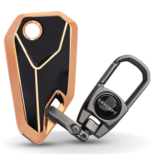 Bike Gold Line TPU Key Cover with Keychain  (Type 2)