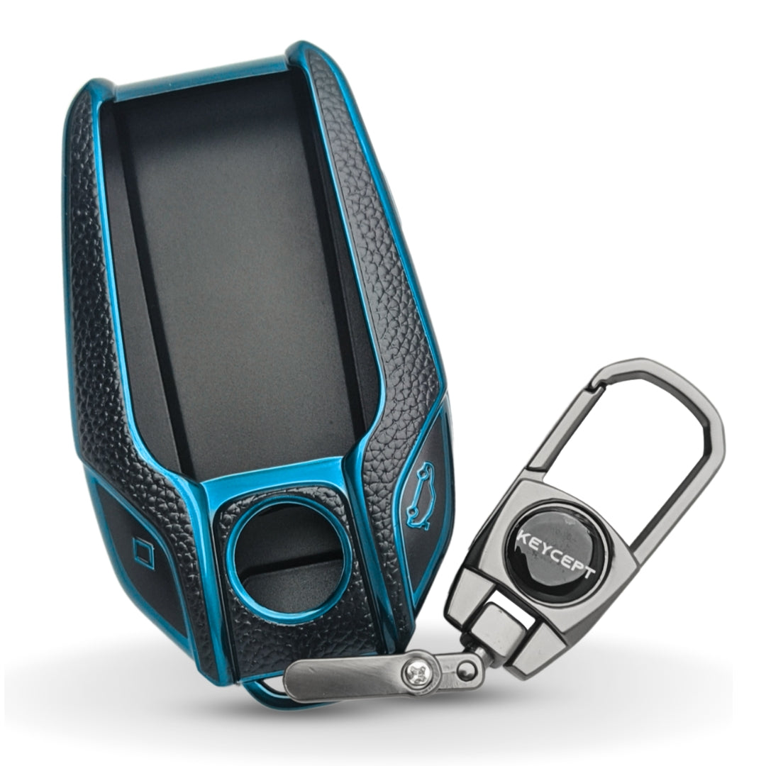 BMW TPU Leather Key Cover With Keychain. (Type 2)