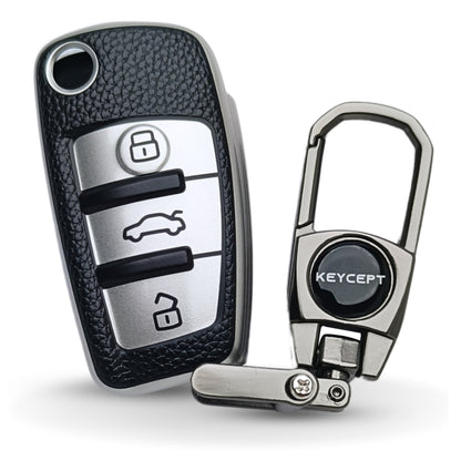 Audi TPU Leather Key Cover With Keychain. (Type 2)