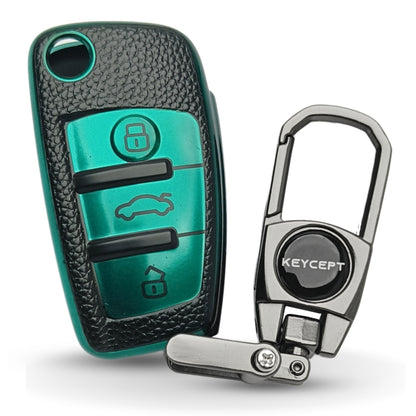 Audi TPU Leather Key Cover With Keychain. (Type 2)