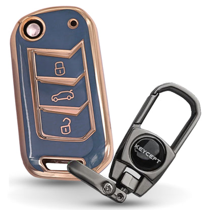 Mahindra Gold Line TPU Key Cover With Keychain