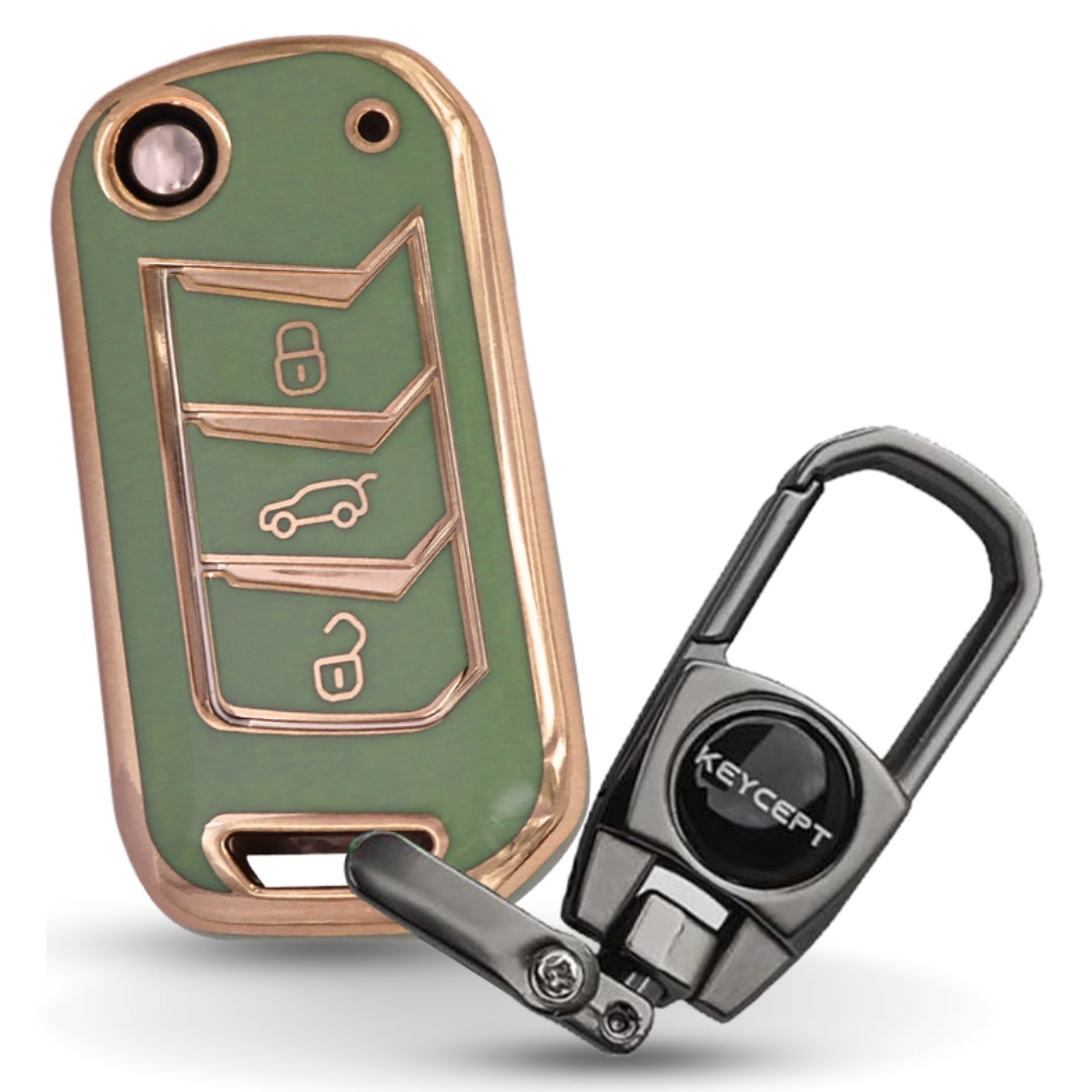 Mahindra Gold Line TPU Key Cover With Keychain (Type 2)