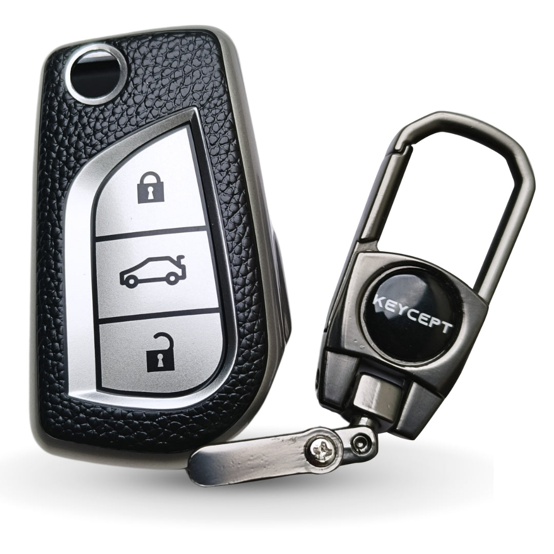 Toyota TPU Leather Key Cover with Keychain (Type 2)