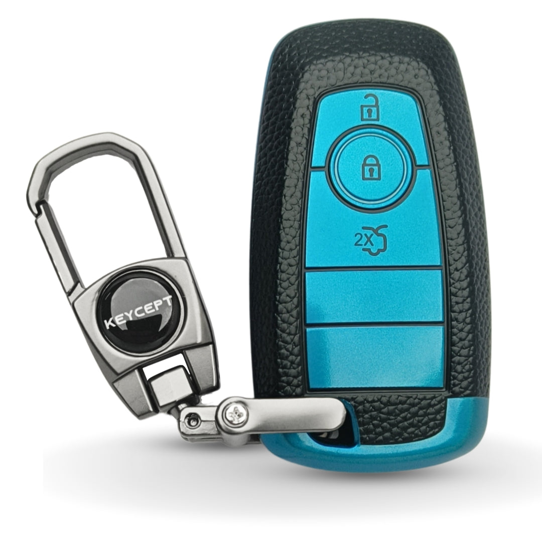 Ford TPU Leather Key Cover with Keychain. (Type 2)