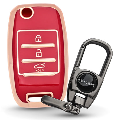 Kia Gold Line TPU Key Cover with Keychain