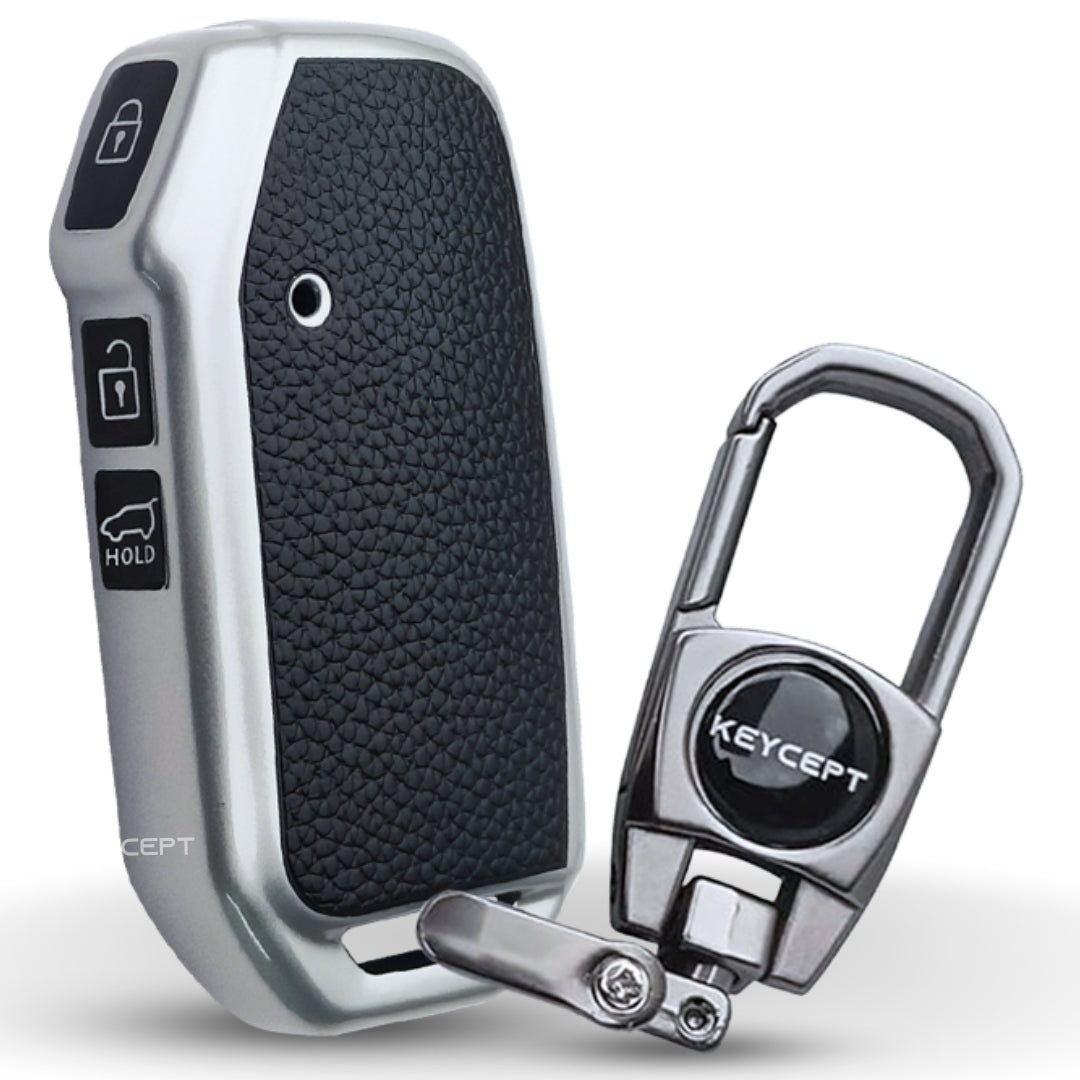 Kia TPU Leather Key Cover with Keychain. (Type 2)