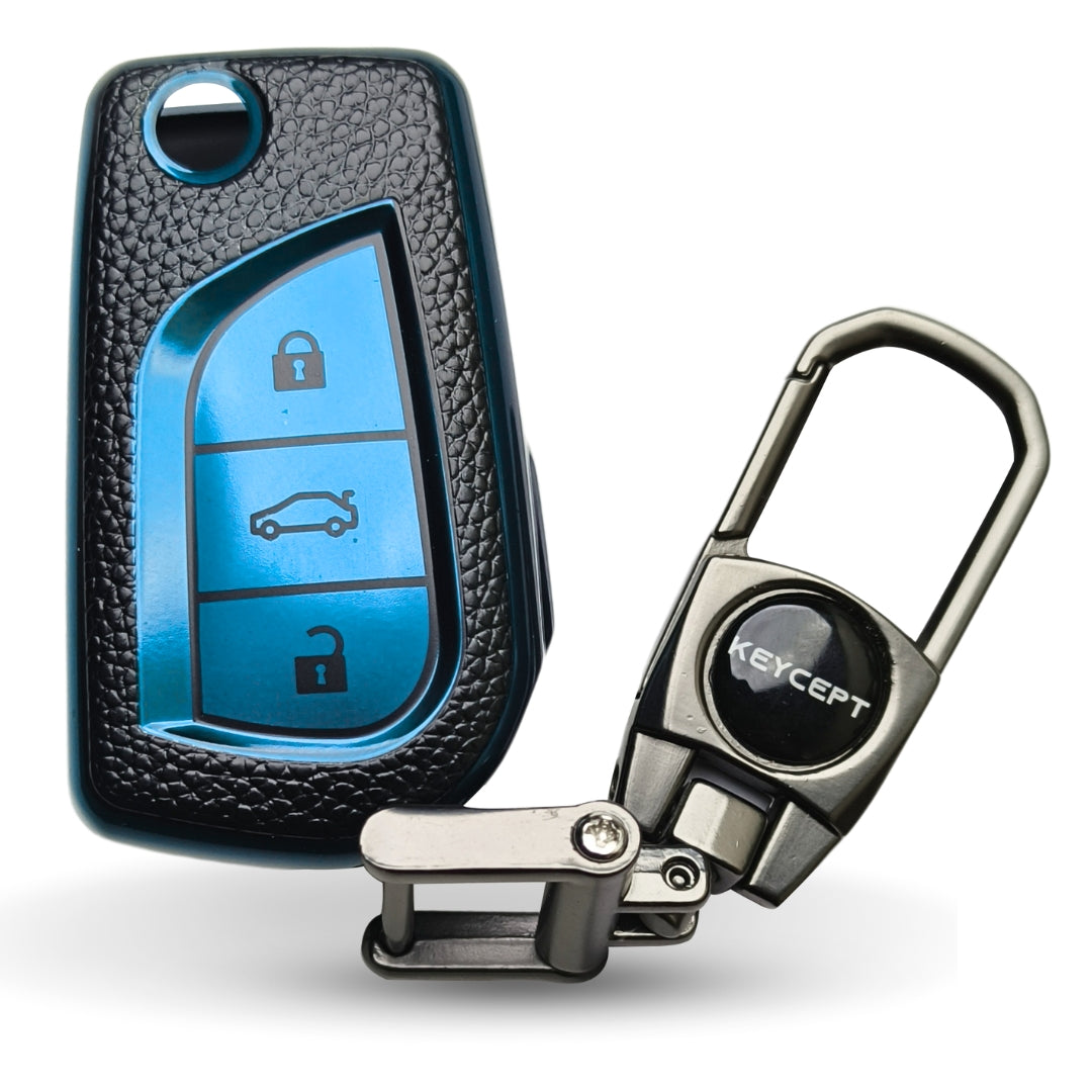 Toyota TPU Leather Key Cover with Keychain (Type 2)