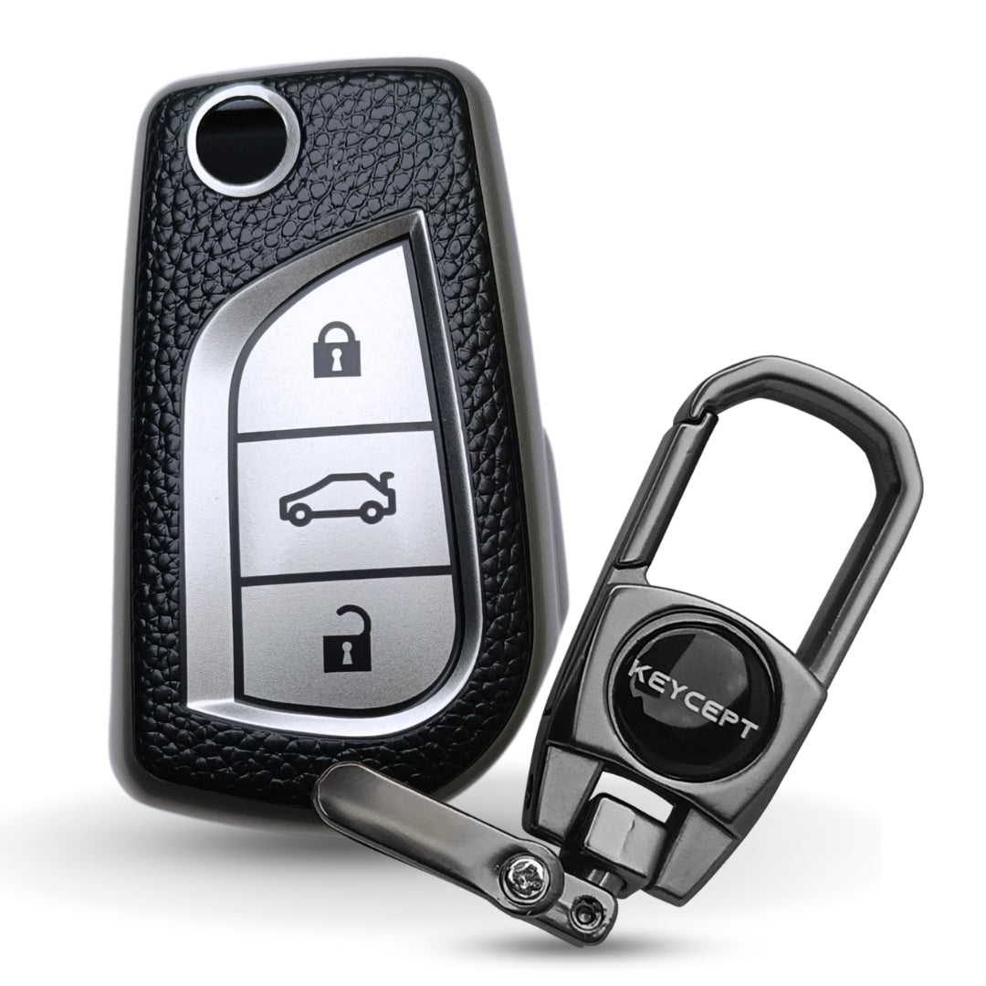 Toyota TPU Leather Key Cover with Keychain (Type 2)