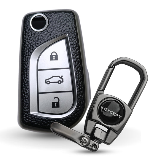 Toyota TPU Leather Key Cover with Keychain (Type 2)
