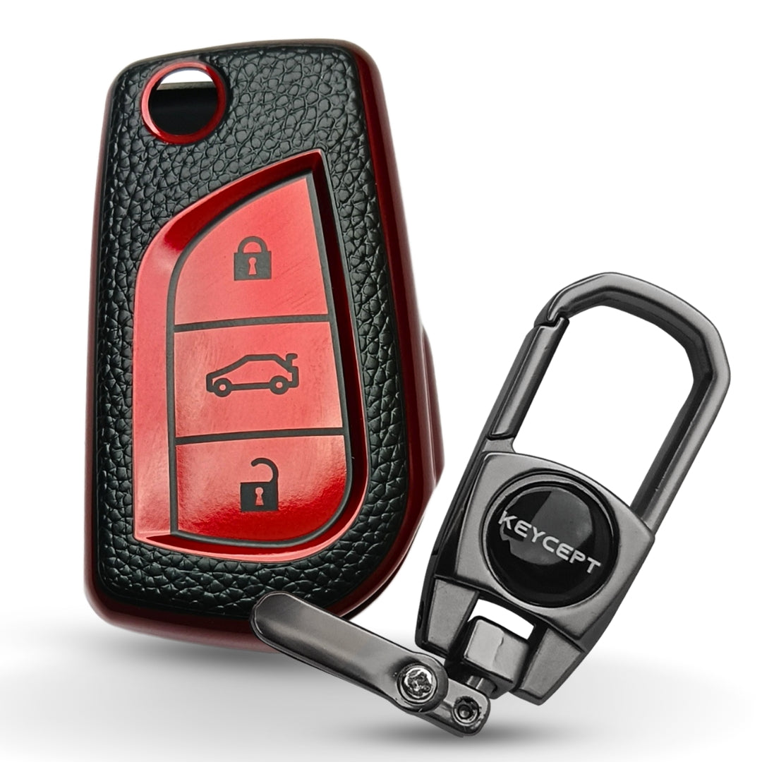 Toyota TPU Leather Key Cover with Keychain (Type 2)