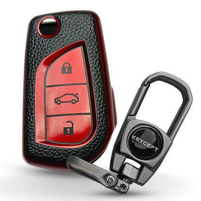 Toyota TPU Leather Key Cover with Keychain (Type 2)