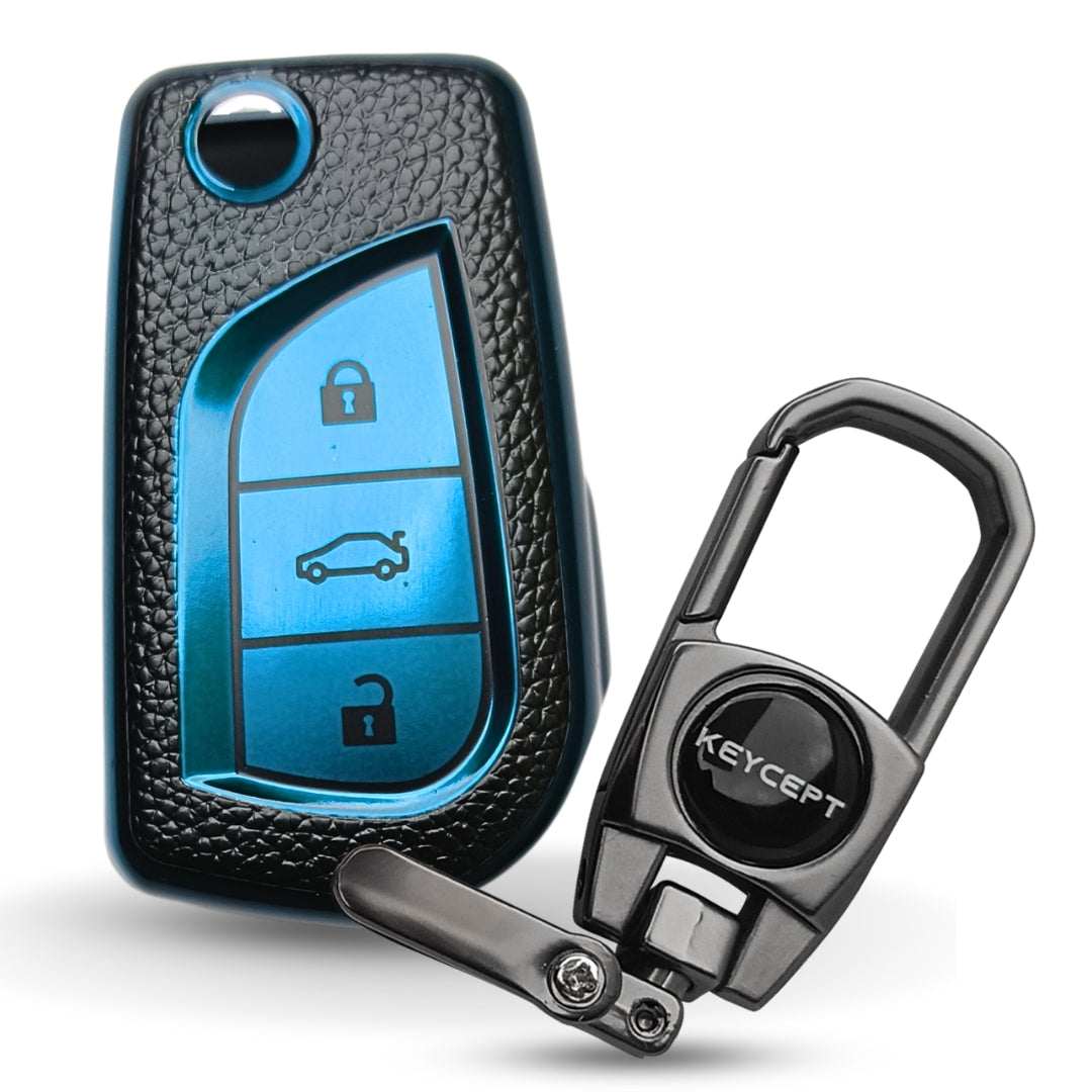 Toyota TPU Leather Key Cover with Keychain (Type 2)