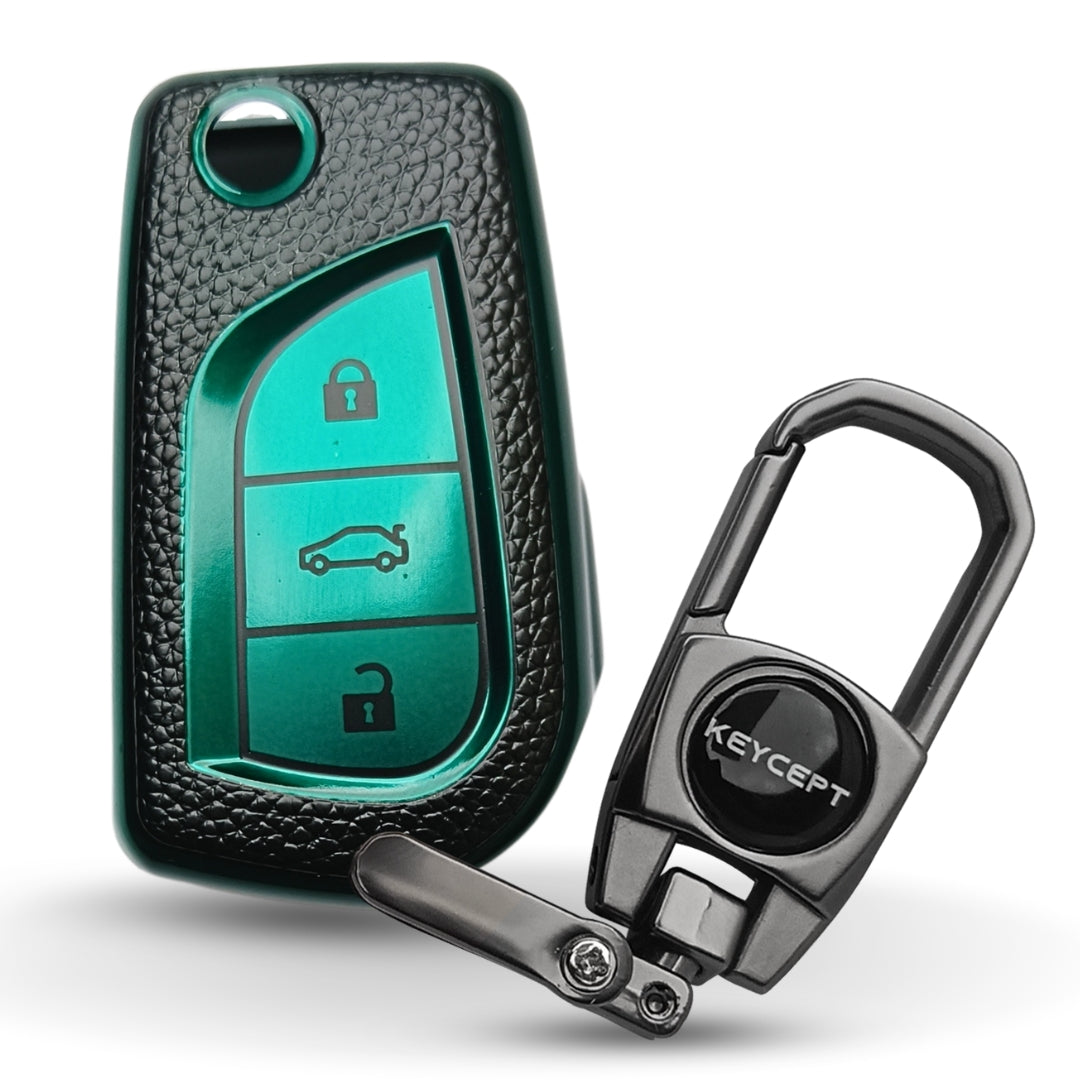 Toyota TPU Leather Key Cover with Keychain (Type 2)