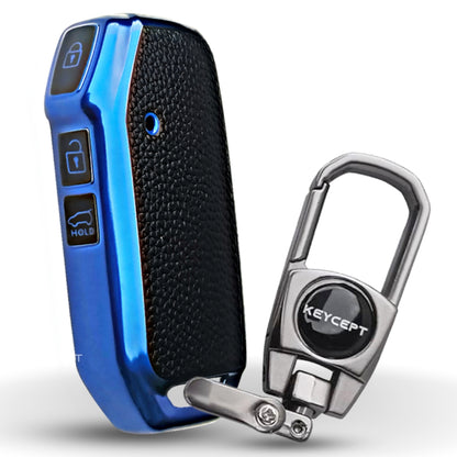 Kia TPU Leather Key Cover with Keychain. (Type 2)