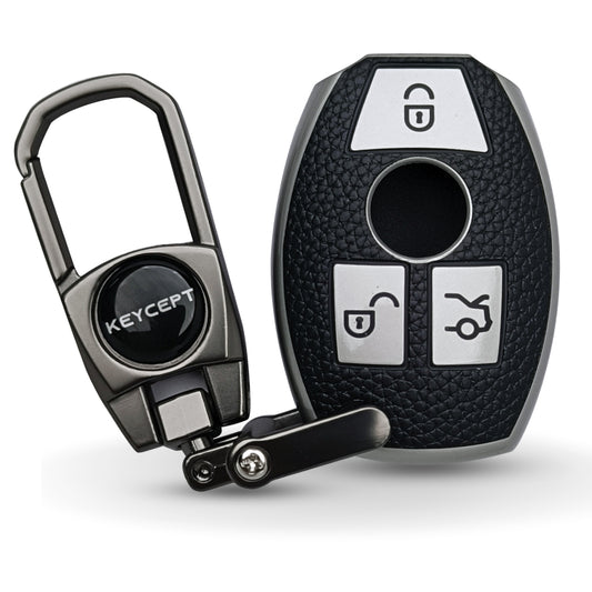 Mercedes Benz TPU Leather Key Cover with Keychain. (Type 2)