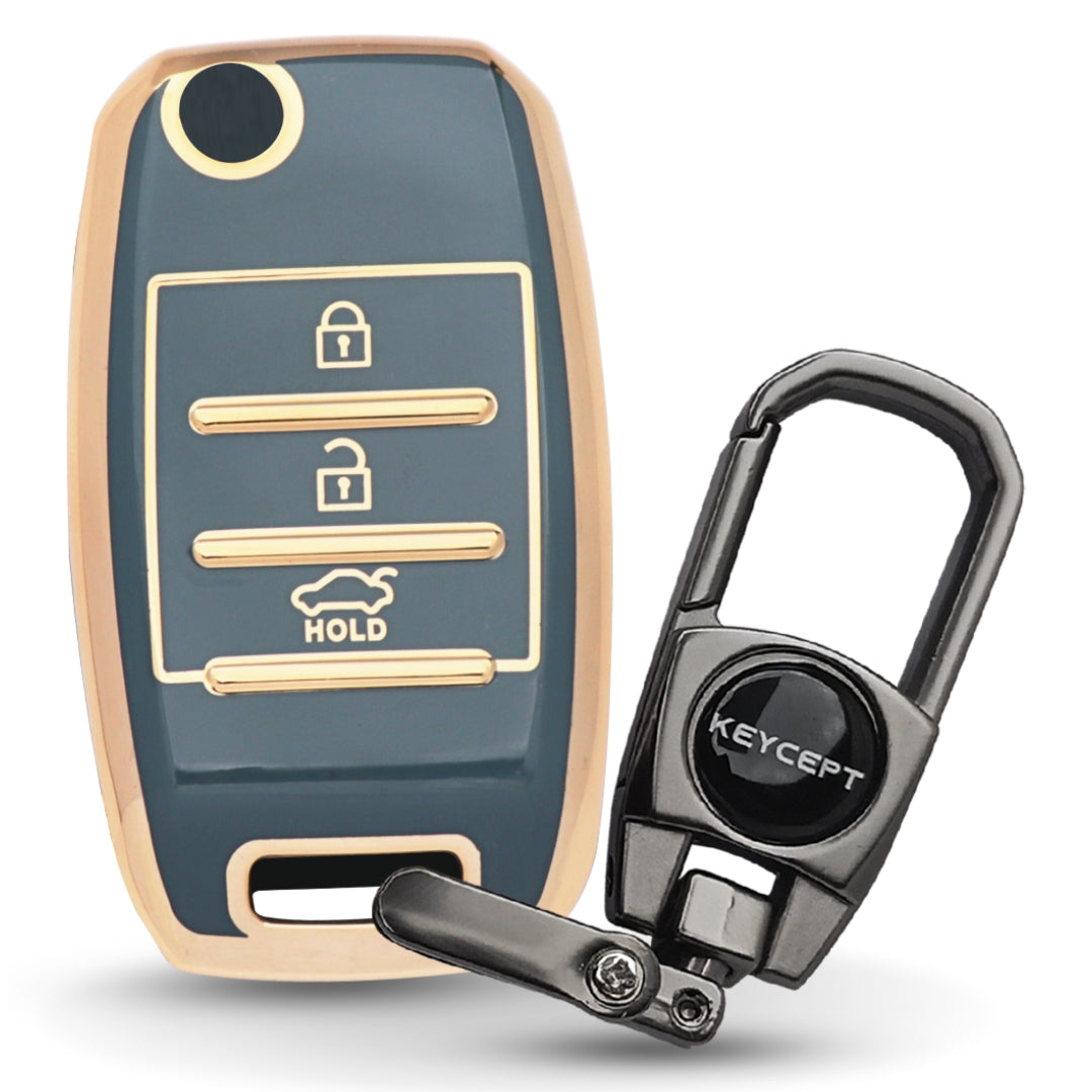 Kia Gold Line TPU Key Cover with Keychain