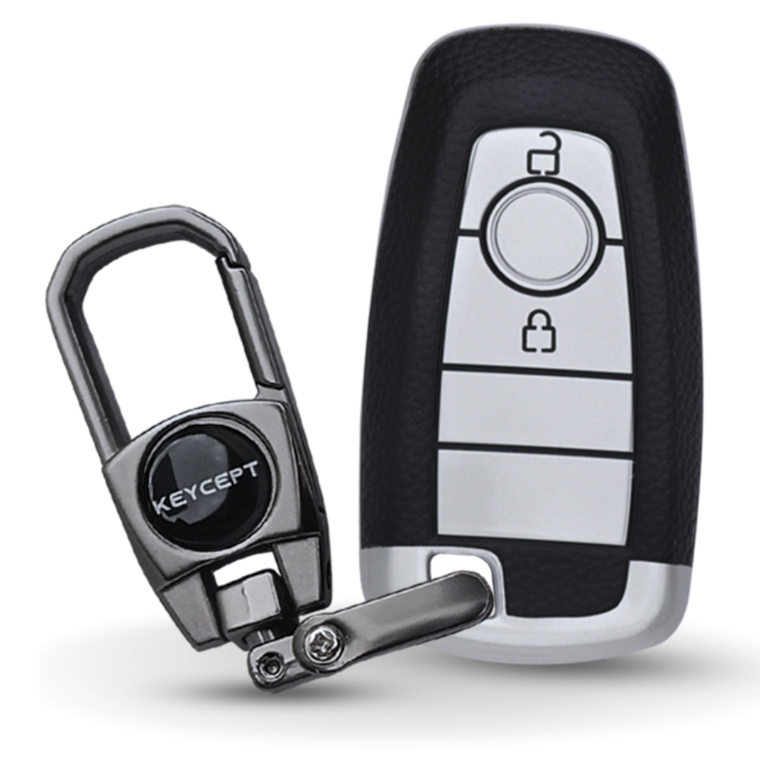 Ford TPU Leather Key Cover With Keychain. (Type K2)