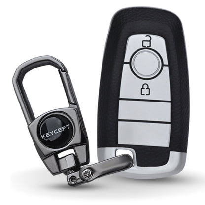 Ford TPU Leather Key Cover With Keychain. (Type K2)