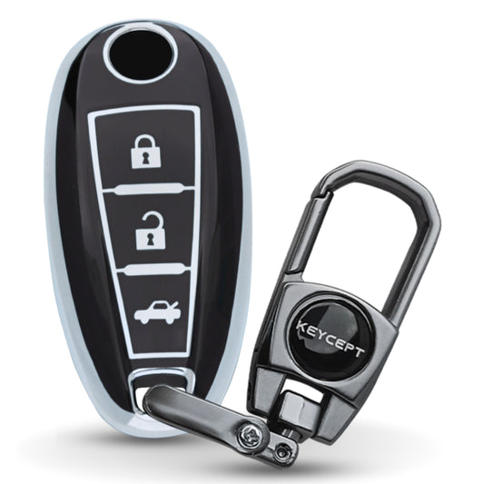 Suzuki Silver Line TPU Key Cover with Keychain