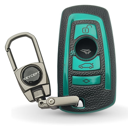 BMW TPU Leather Key Cover With Keychain. (Type 2)