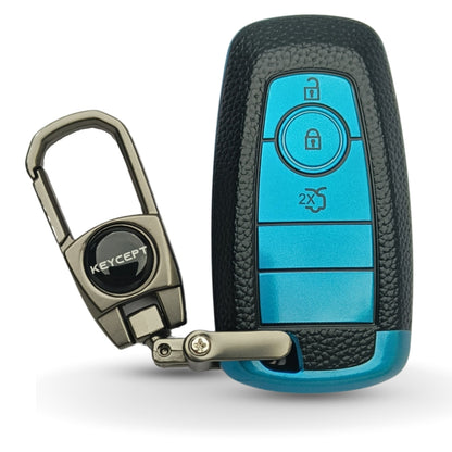 Ford TPU Leather Key Cover with Keychain. (Type 2)