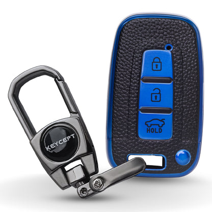 Hyundai TPU (Artificial) Leather Key Cover with Keychain. (Type 2)
